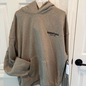Fear of God Essentials Hoodie - Taupe Gray with Black Logo